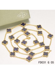 Van Cleef & Arpels Vintage Alhambra 20 Motifs Long Necklace Yellow Gold Lapis lazuli