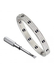 cartier love bracelet white gold plated real paved with diamonds replica