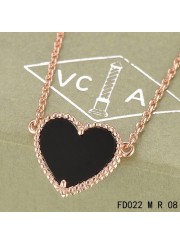 Van Cleef Arpels Sweet Alhambra Heart Necklace Pink Gold Black Onyx