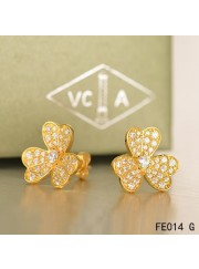 Van Cleef and Arpels Frivole Earrings Yellow Gold Pave Diamonds