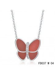 Van Cleef & Arpels Flying Butterfly Pendant,White Gold,Red Onyx