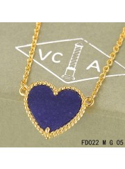 Van Cleef Arpels Sweet Alhambra Lapis Lazuli Heart Necklace Yellow Gold
