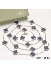 Van Cleef & Arpels Vintage Alhambra 20 Motifs Long Necklace White Gold Lapis lazuli