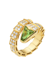 Bvlgari Serpenti ring yellow gold with peridot head paved with diamonds AN856157 replica