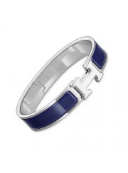 Hermes clic H bracelet white gold narrow indigo blue enamel replica