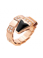 Bvlgari Serpenti ring pink gold onyx paved with diamonds AN855315 replica