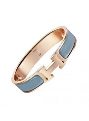 Hermes clic H bracelet pink gold narrow storm gray enamel replica