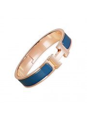 Hermes clic H bracelet pink gold narrow marble blue enamel replica