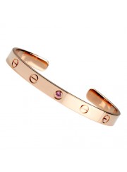 cartier cuff bracelet plated real 18k pink gold with one sapphire diamond replica