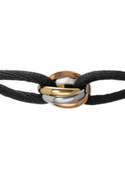 Trinity de cartier 3-gold black cotton rope bracelet B6016700 replica