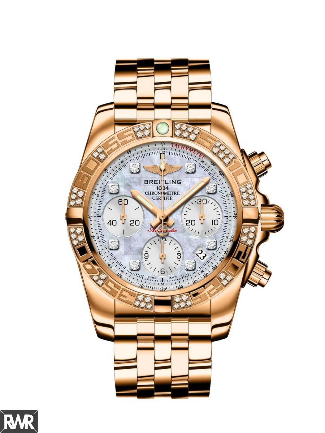Breitling Chronomat 41 Men Rose Gold Diamond Bezel HB0140AA/A723/378H clone Watch