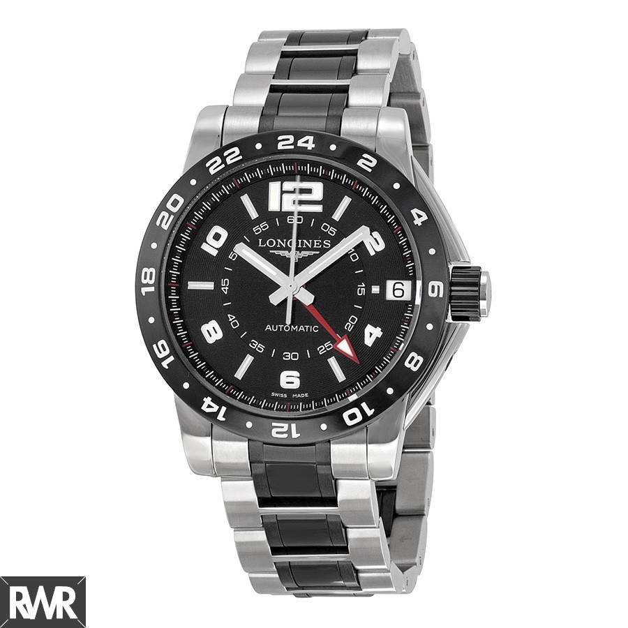 Longines Admiral GMT Black Dial Steel and Ceramic Mens Watch L3.669.4.56.7 Replica