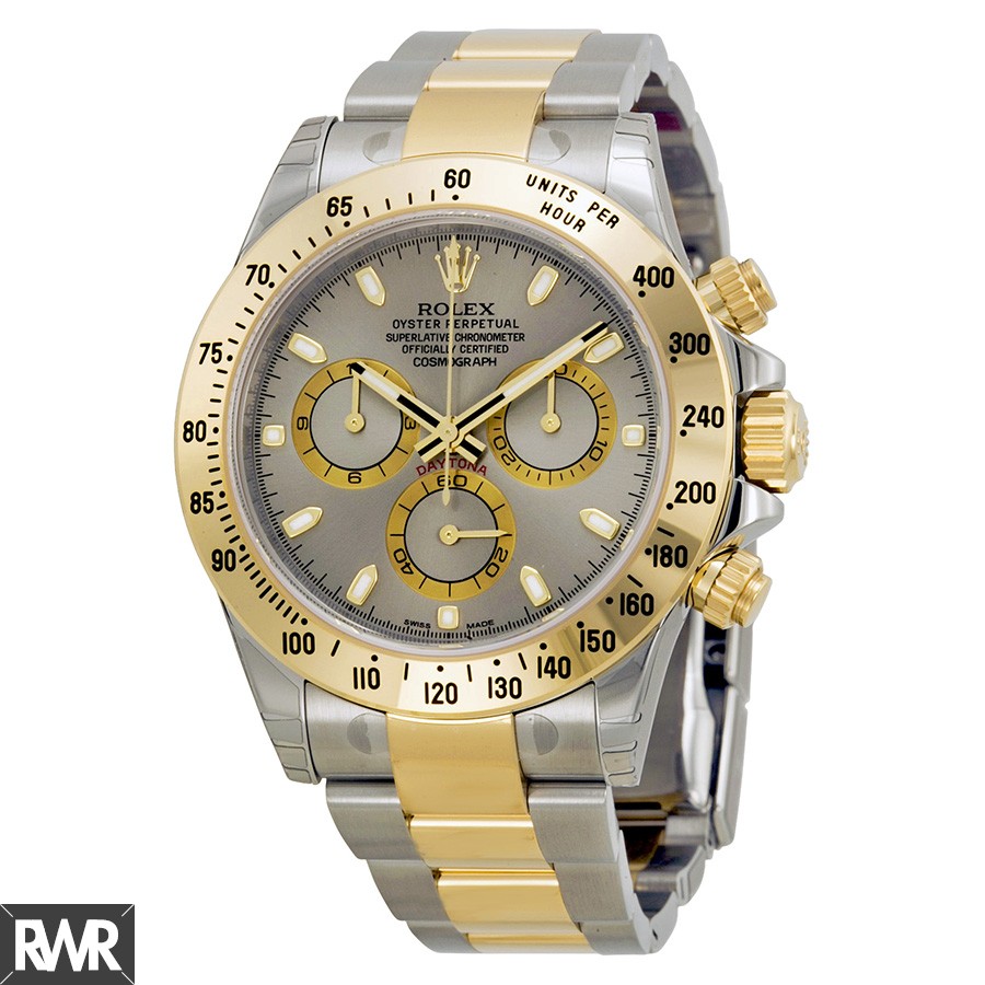 Rolex Daytona Grey Chronograph Steel And Yellow Gold Mens Watch Fake