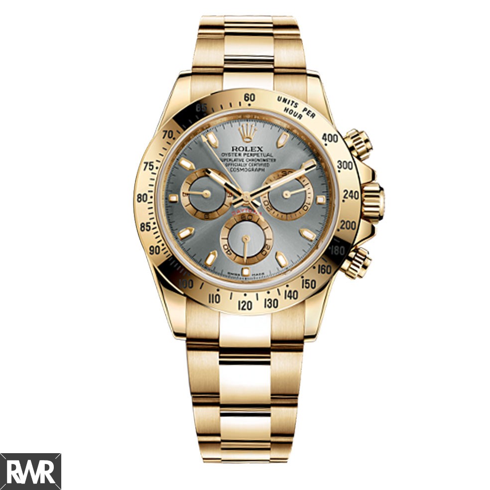 Rolex Cosmograph Daytona Grey Dial 18kt Yellow Gold Mens Watch  Fake