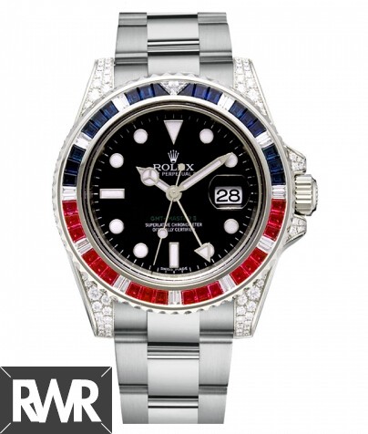 Replica Rolex GMT Master II White Gold Black Dial watch 116759 SARU