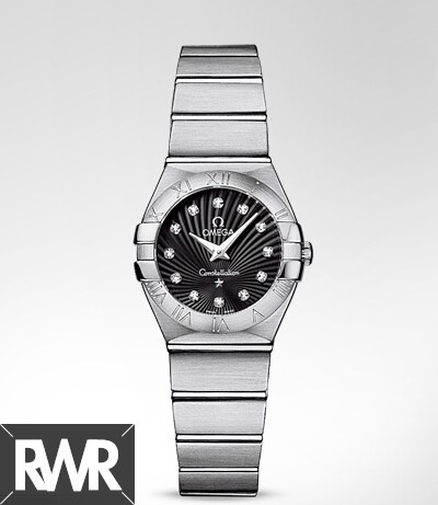 fake Omega Constellation Black Diamond Watch 123.10.24.60.51.001