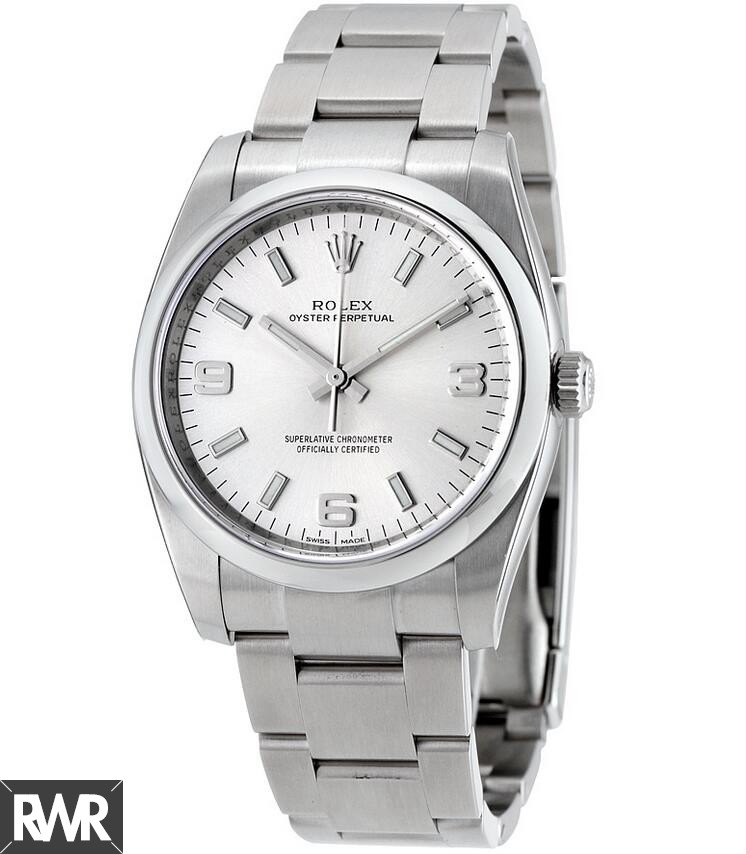 Replica Rolex Oyster Perpetual 34 Silver Dial Stainless Steel Oyster 114200SASO