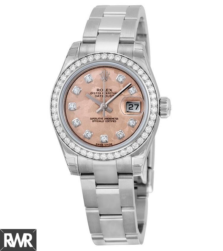 Replica Rolex Lady Datejust Pink Crystal Dial Steel and 18kt White Gold Diamond Ladies 179384GCDO