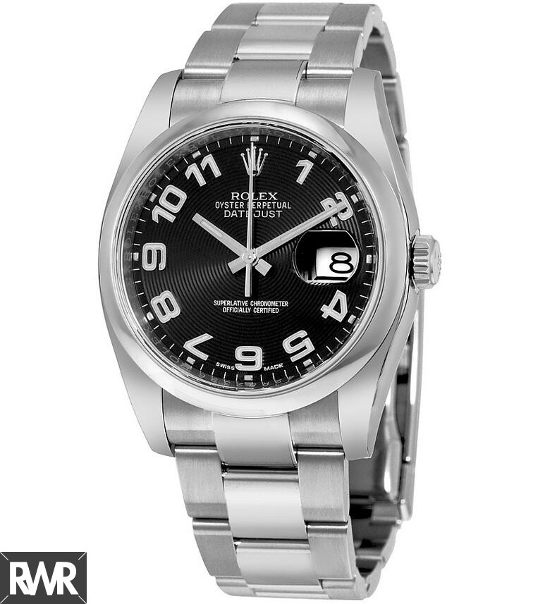 Replica Rolex Datejust 36 Black Concentric Circle Dial Stainless Steel Oyster 116200BKCAO