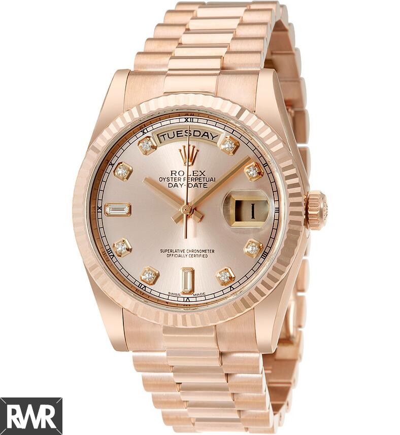 Replica Rolex Day-Date Pink Dial 18K Everose Gold President Ladies 118235PDP