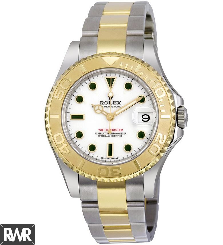 Replica Rolex Yachtmaster White Dial Oyster Bracelet Two Tone 168623WSO