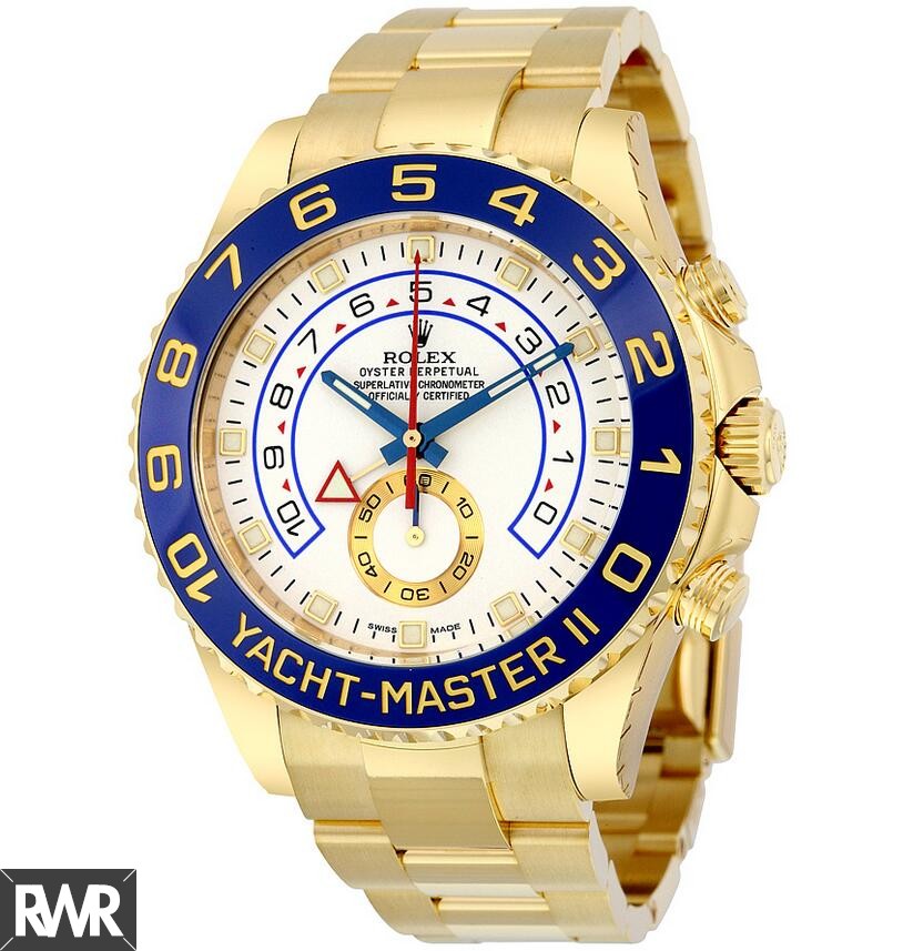 Replica Rolex Yacht-Master II White Dial 18K Yellow Gold Rolex Oyster 116688WAO
