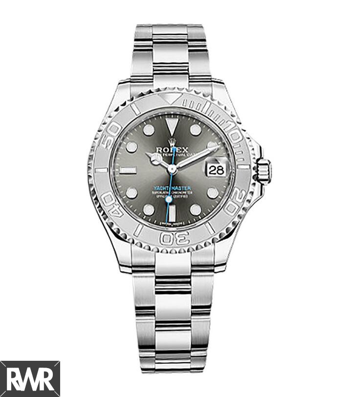 Replica Rolex Yacht-Master Rhodium Dial Steel and Platinum Oyster Midsize 268622RSO