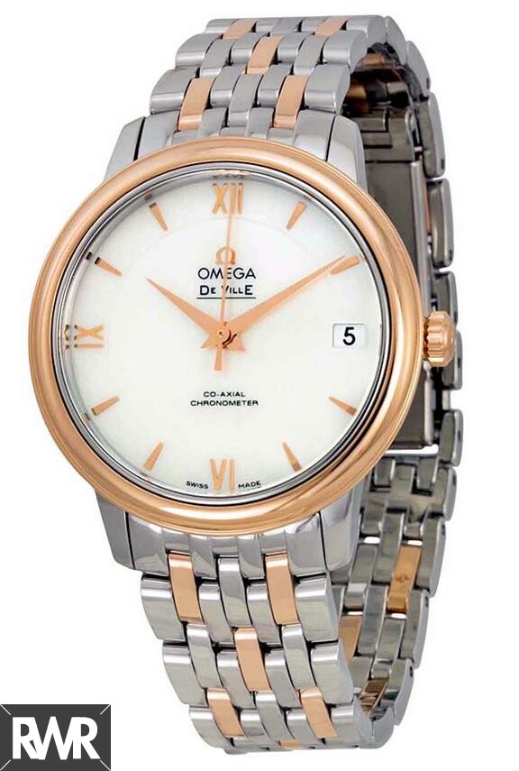 imitation Omega De Ville Automatic Mother of Pearl Dial Stainless Steel and 18kt Rose Gold 424.20.33.20.05.002