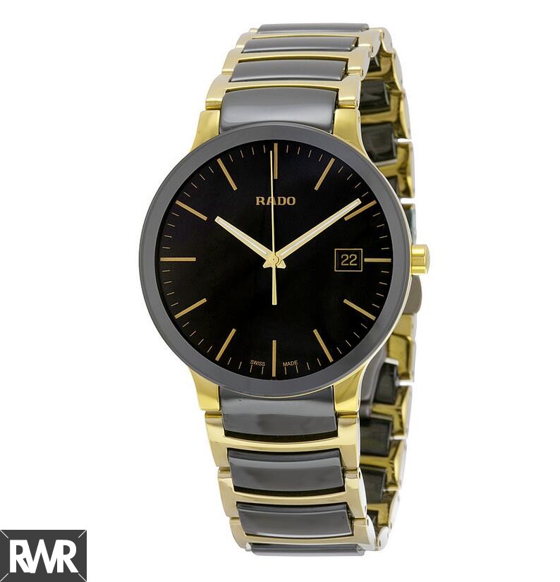 Rado Centrix Black Dial Gold PVD Black CEramic Men's Replica Watch R30929152