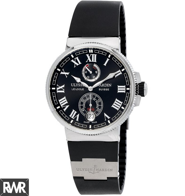 Ulysse Nardin Marine Chronometer Automatic Black Dial Black Rubber Men's Replica Watch 1183-126-3/42