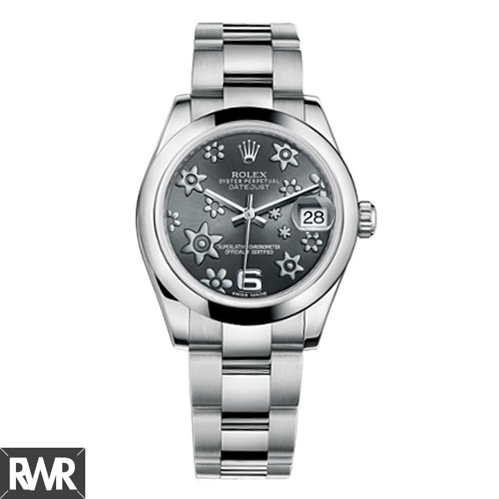 Replica Rolex Datejust Foral Rhodium Dial Automatic Steel Ladies Watch 178240