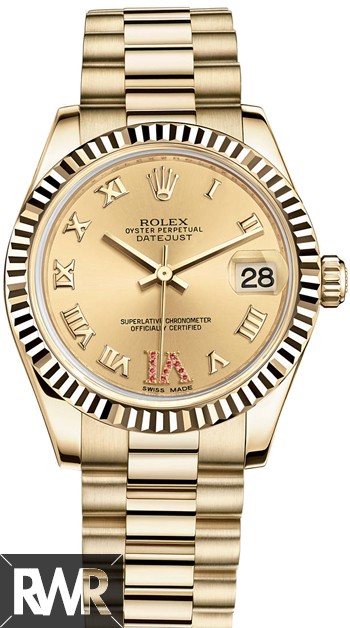 Replica Rolex Datejust 31mm 18 ct yellow gold Oyster 178278