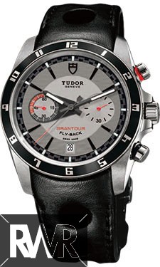 Replica Tudor Grantour Chrono Fly-Back Silver Dial Black Leather Men's Watch