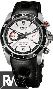 Replica Tudor Grantour Chrono Fly-Back White Dial Black Leather Men's Watch