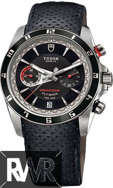 Replica Tudor Grantour Chrono Fly-Back Black Dial Black Leather Men's Watch