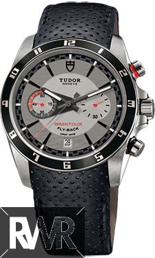 Replica Tudor Grantour Chrono Fly-Back Silver Dial Black Leather Men's Watch