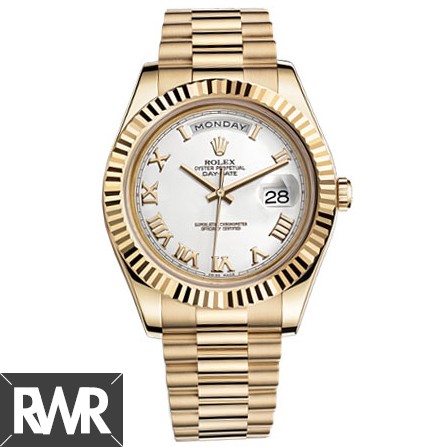 Replica Rolex Day-Date II White Dial Automatic Yellow Gold President Mens Watch