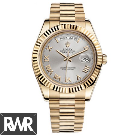 Replica Rolex Day-date II Silver Automatic 18kt Yellow Gold Mens Watch