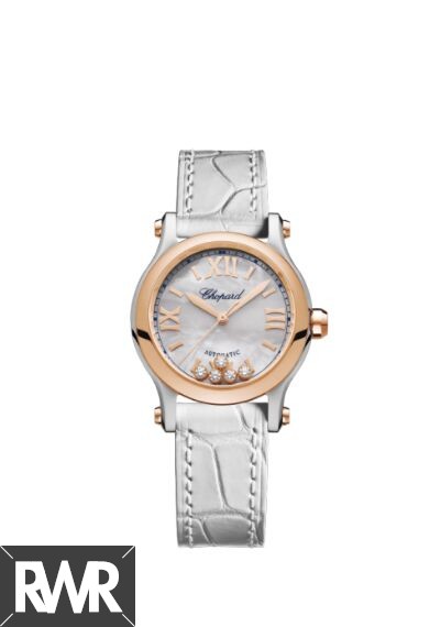 Replica Chopard Happy Sport 30mm Automatic 18 K Rose Gold Stainless Steel And Diamonds