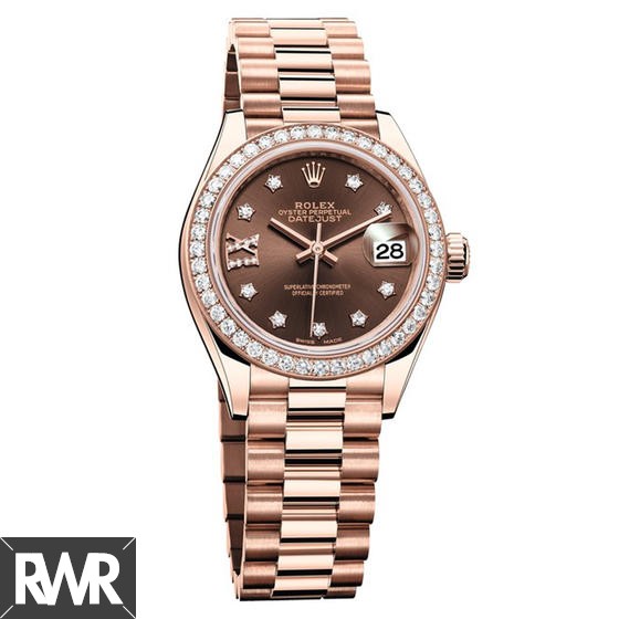 Replica Rolex Oyster Perpetual Lady-Datejust 28 Everose gold 279135 RBR83345