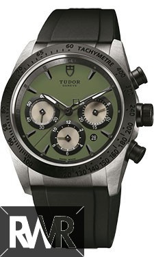 Fake Tudor Fastrider Chronograph Black Ceramic Bezel Green Rubber Strap 42010n