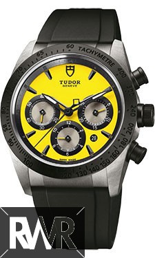 Fake Tudor Fastrider Chronograph Black Ceramic Bezel Yellow Rubber Strap 42010n