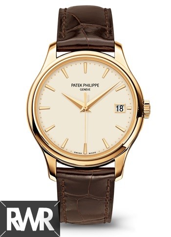 Best Patek Philippe Calatrava Ivory Dial 18kt Yellow Gold Brown Leather -001 5227J-001 Replica Watch sale