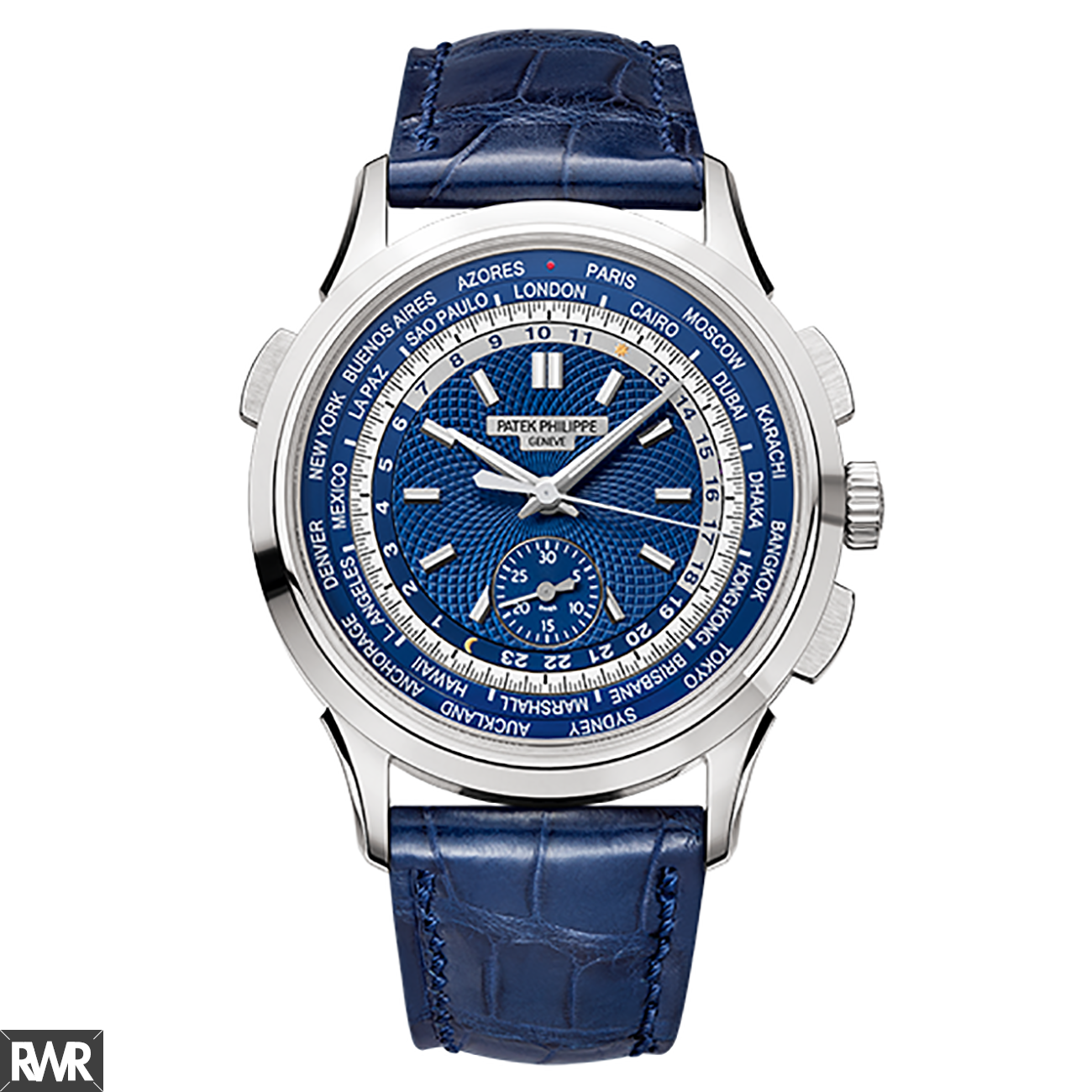 AAA grade Patek Philippe Complications Blue Dial Automatic 18K White Gold 5930G-001 Replica
