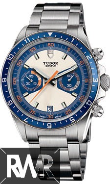 Replica Tudor Heritage Chrono Blue Silver Dial Stainless Steel Mens Watch 70330B-95740