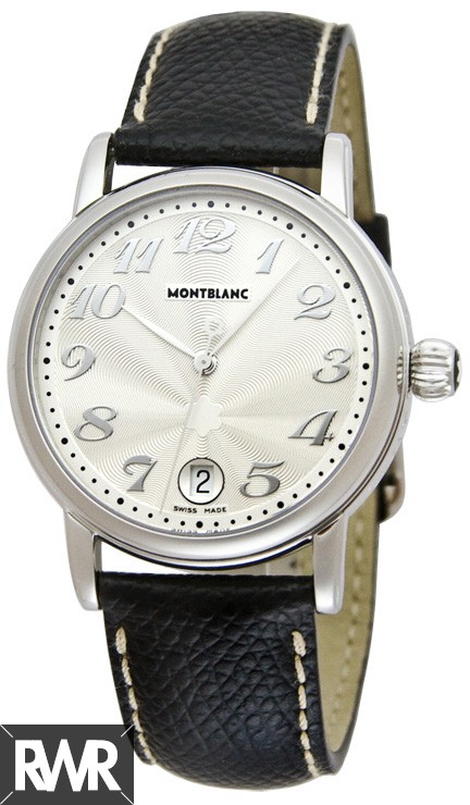 Replica Montblanc Star Large Black Calf Stainless Steel Mens Watch 7249