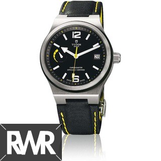 Replica Tudor North Flag Watch 91210N yellow accented black leather strap