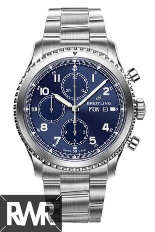 fake Breitling Navitimer 8 Chronograph Blue Dial Steel Bracelet Watch