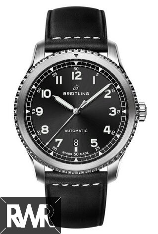 Breitling Navitimer 8 Automatic Black Dial Leather Strap Watch fake
