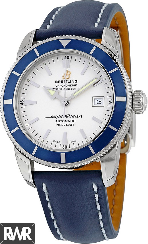 Fake Breitling Superocean Heritage Automatic Silver Dial Blue Leather A1732116/G717/112X/A20D.1